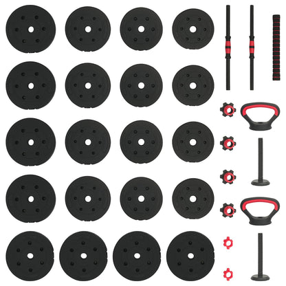 Set di Manubri 4-in-1 40kg Nero e Rosso | homemem39