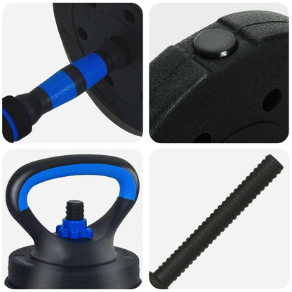 Set di Manubri 4-in-1 40kg Nero e Blu Cemento e sabbia di ferro | homemem39