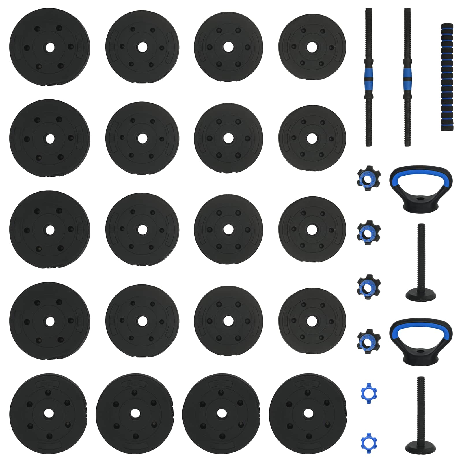 Set di Manubri 4-in-1 40kg Nero e Blu Cemento e sabbia di ferro | homemem39