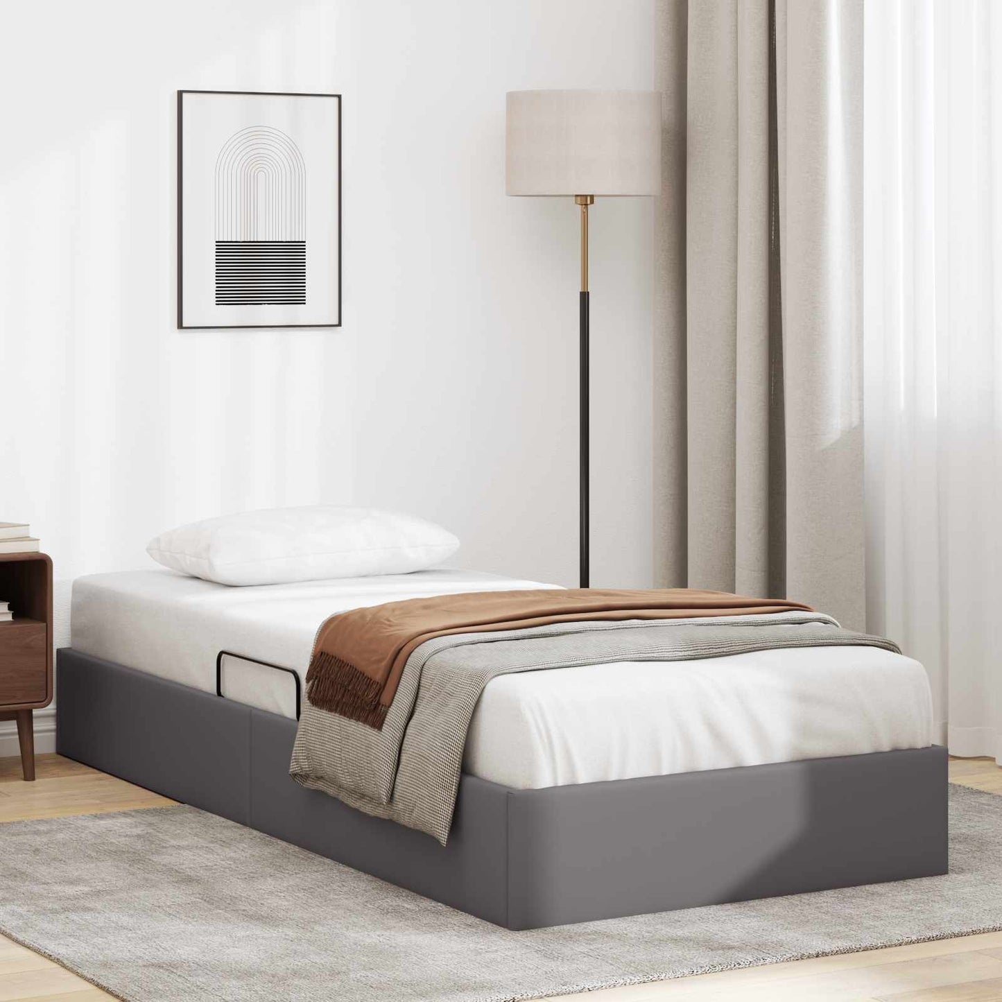 Letto ottomano Grigio 90 x 190 cm Pelle Sintetica | homemem39