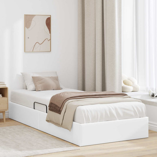 Letto ottomano Bianco Puro 90 x 200 cm Pelle Sintetica - homemem39