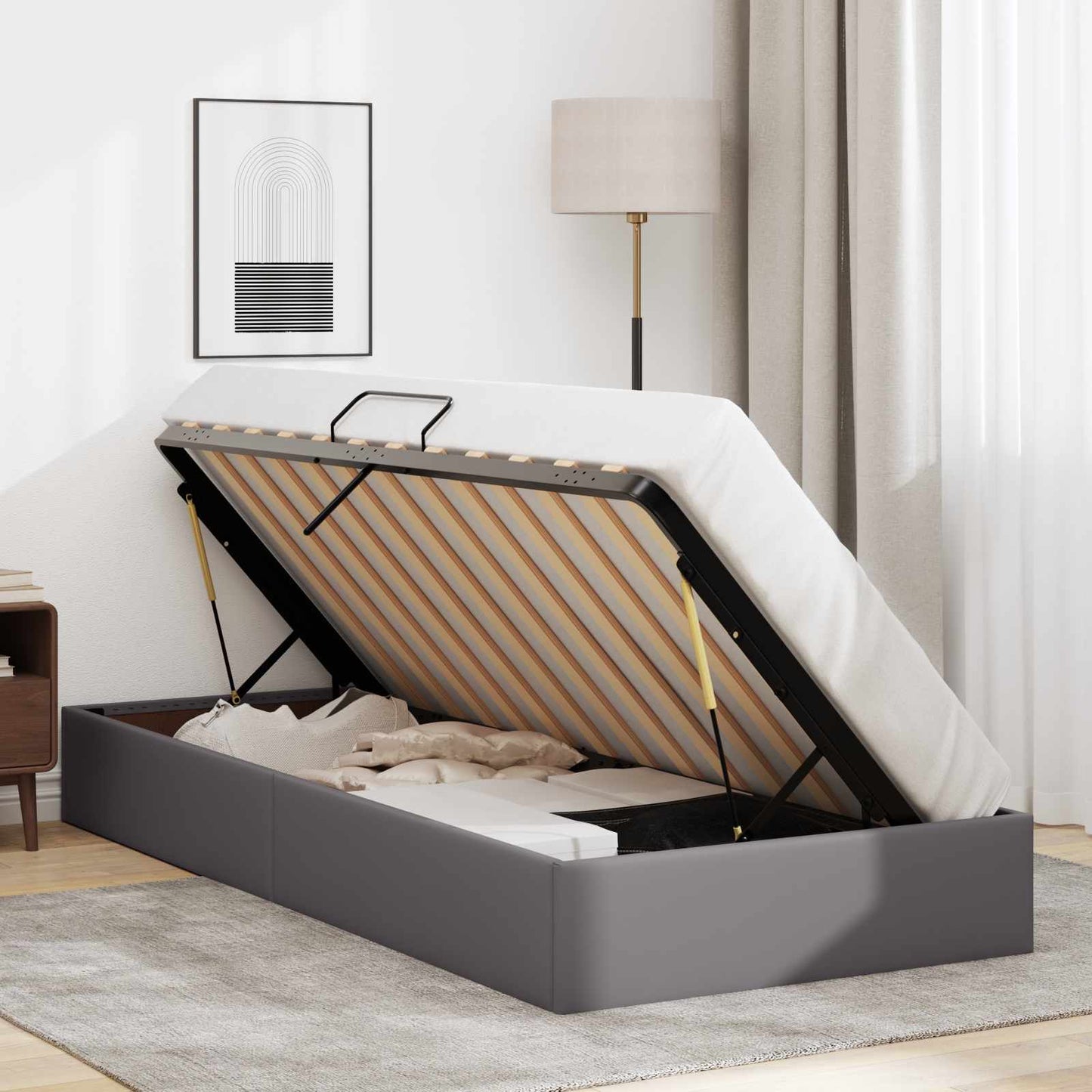 Letto ottomano Grigio 90 x 200 cm Pelle Sintetica | homemem39