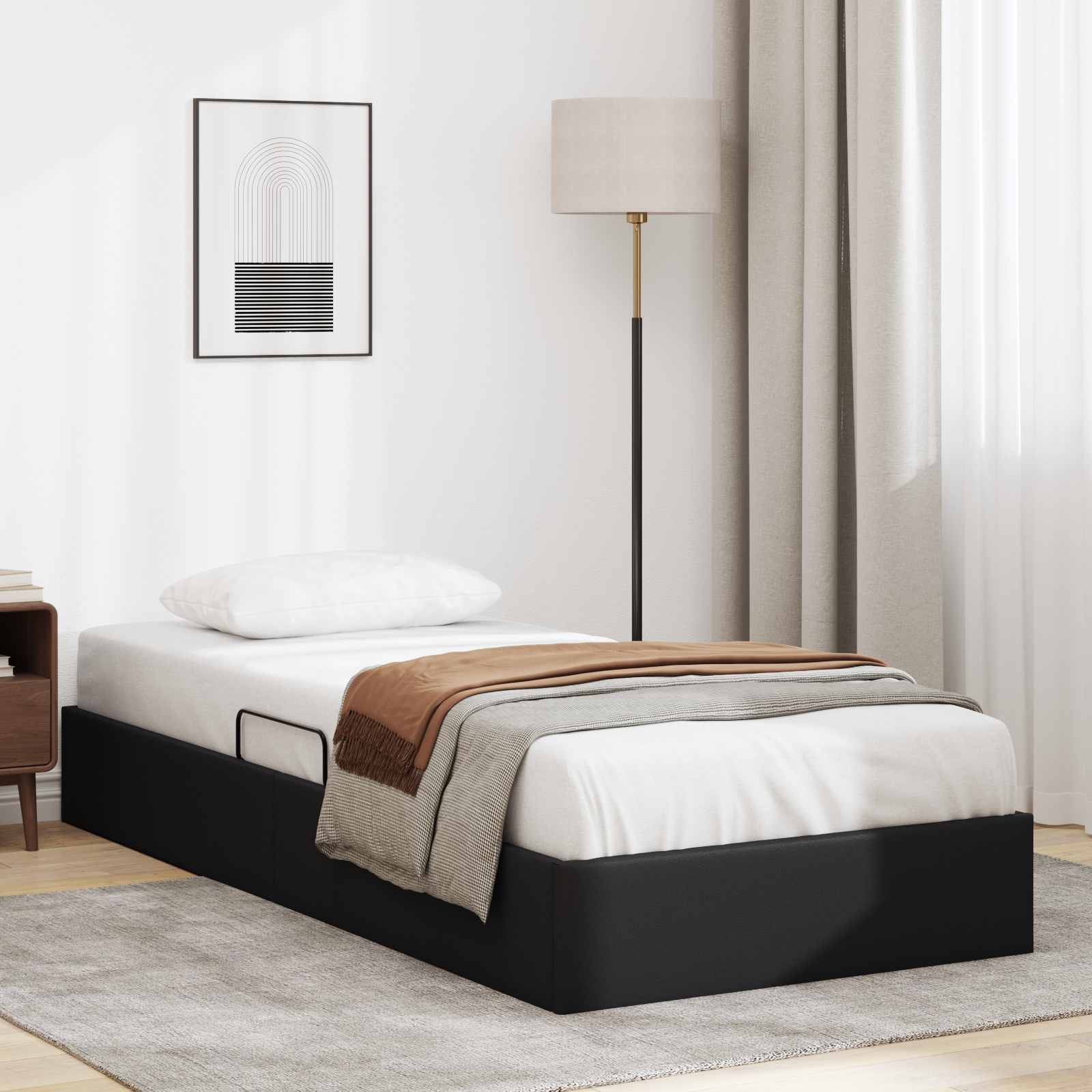 Letto ottomano Nero 100 x 200 cm Pelle Sintetica | homemem39