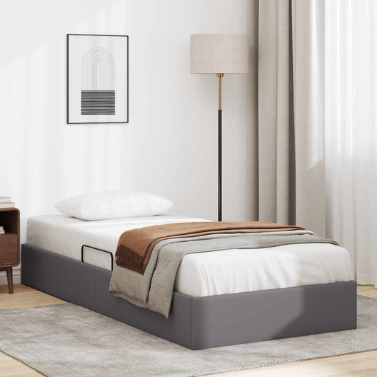 Letto ottomano Grigio 100 x 200 cm Pelle Sintetica | homemem39