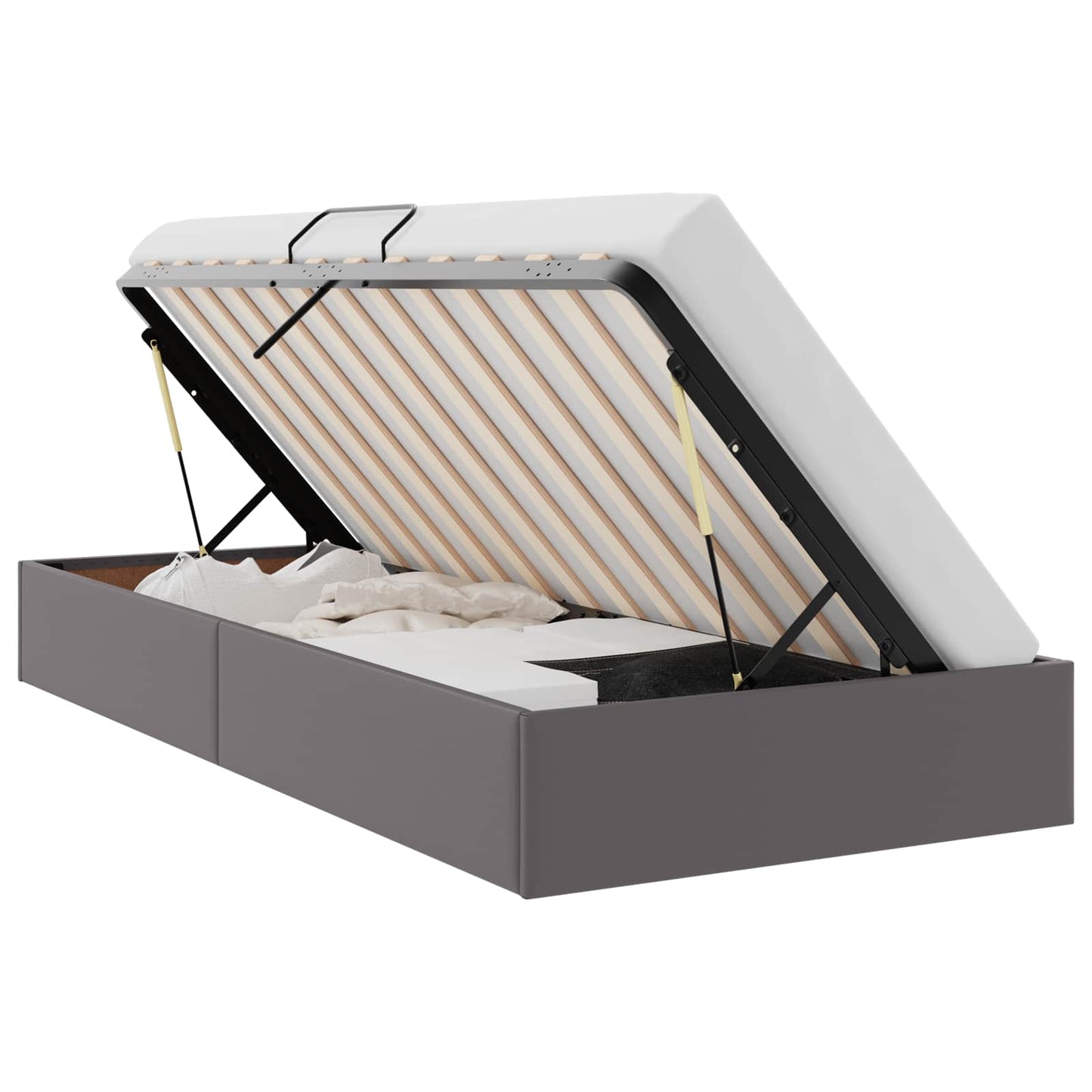 Letto ottomano Grigio 100 x 200 cm Pelle Sintetica | homemem39