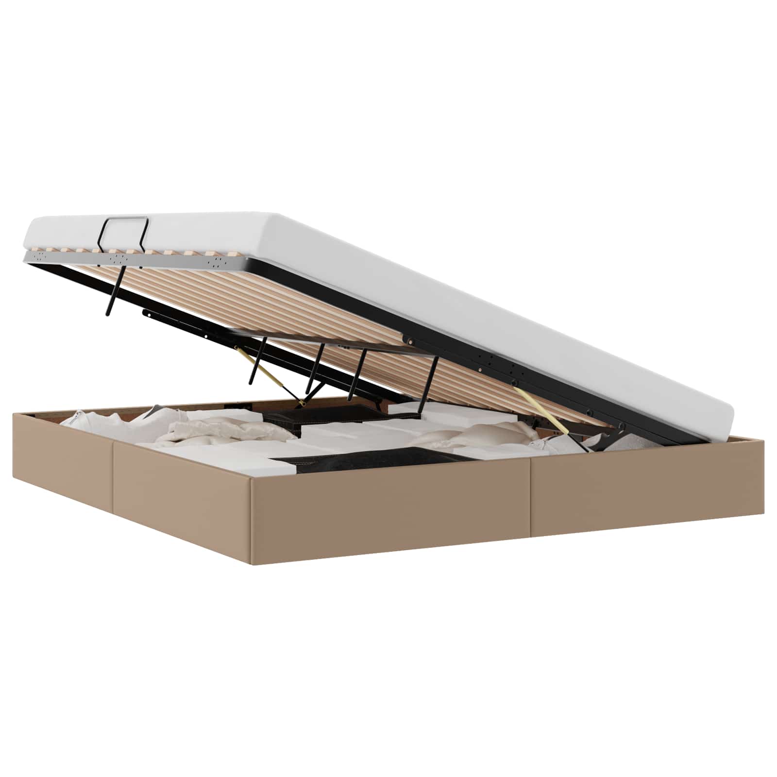 Letto ottomano Cappuccino 180 x 200 cm Pelle Sintetica | homemem39