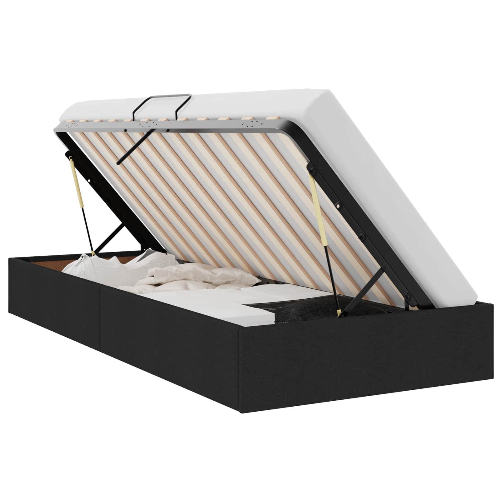 Letto ottomano con archiviazione Nero 90 x 190 cm Tessuto | homemem39