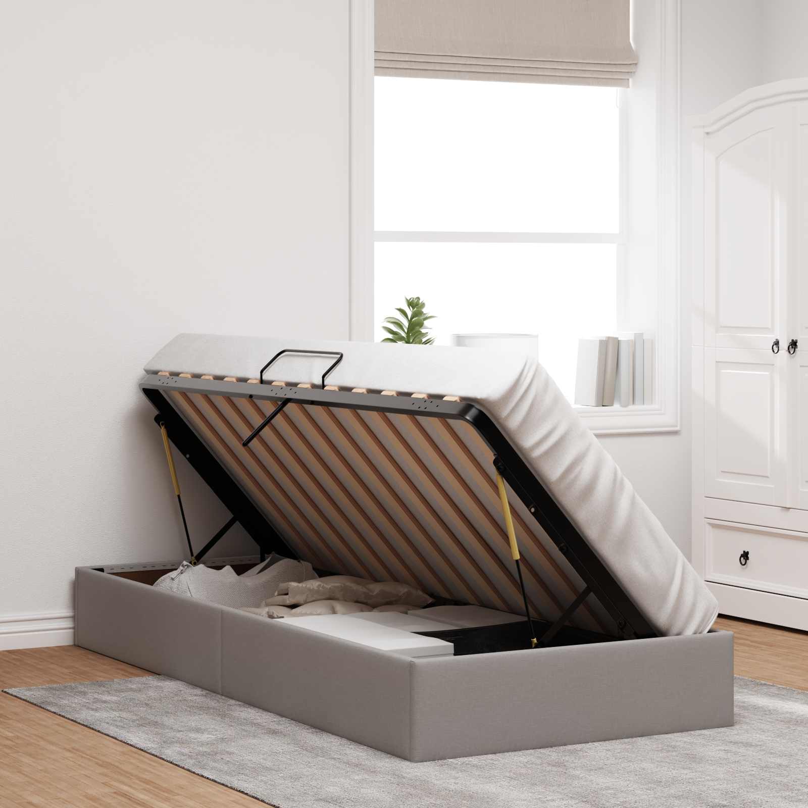 Letto ottomano con archiviazione Talpa 90 x 190 cm Tessuto | homemem39