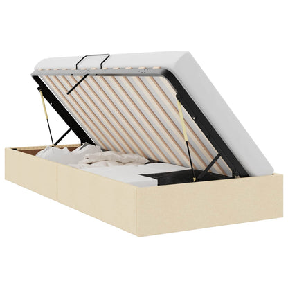 Letto ottomano con archiviazione Crema 90 x 190 cm Tessuto | homemem39