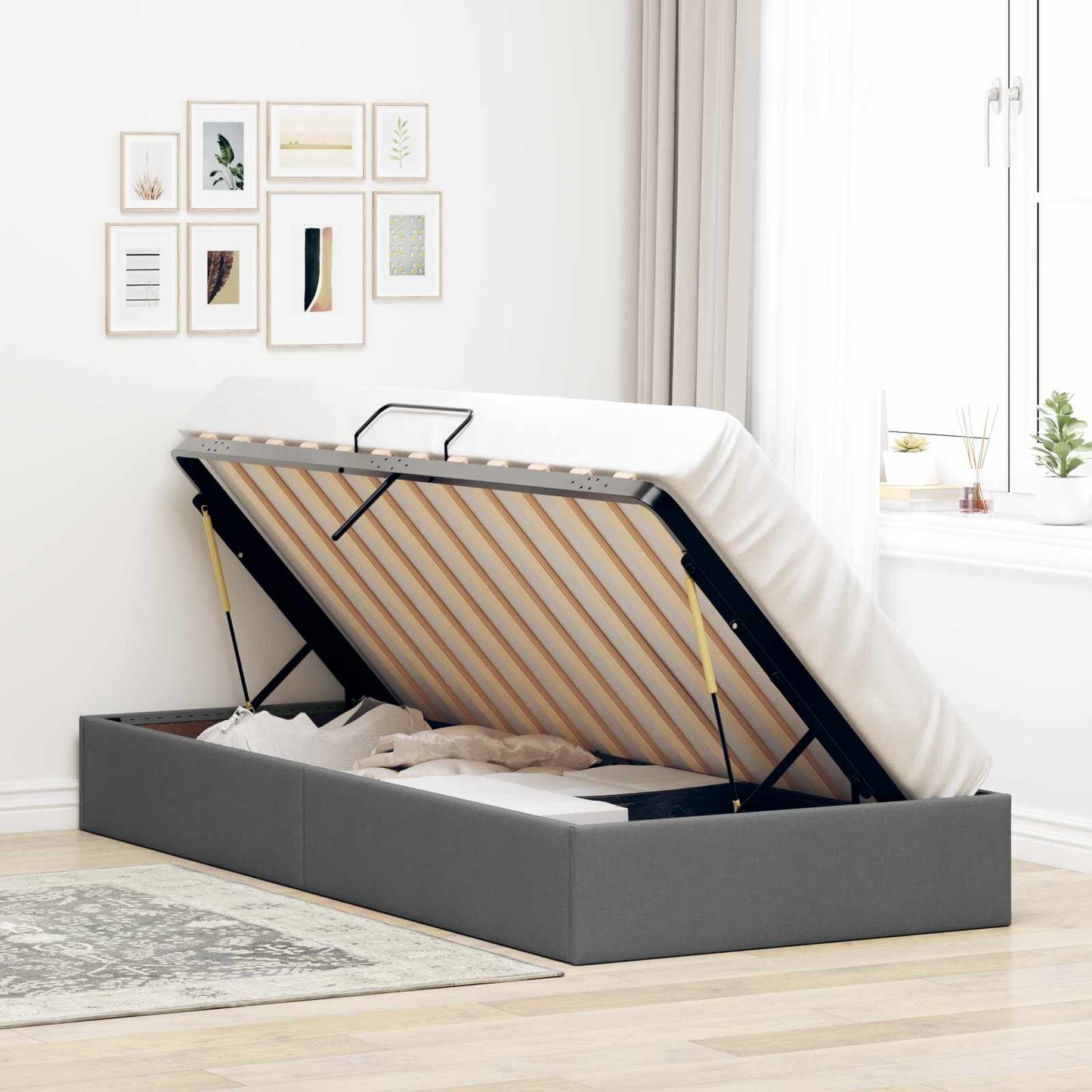 Letto ottomano Grigio scuro 90 x 200 cm Tessuto | homemem39