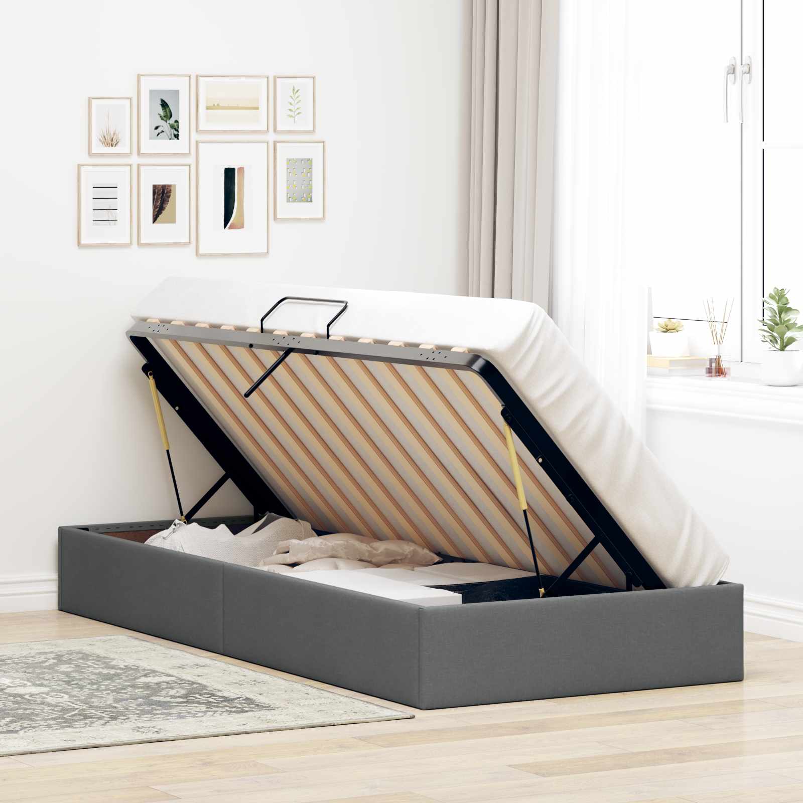 Letto ottomano Grigio scuro 90 x 200 cm Tessuto | homemem39