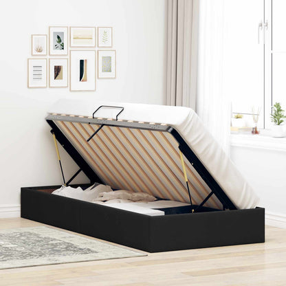 Letto ottomano con archiviazione Nero 90 x 200 cm Tessuto | homemem39