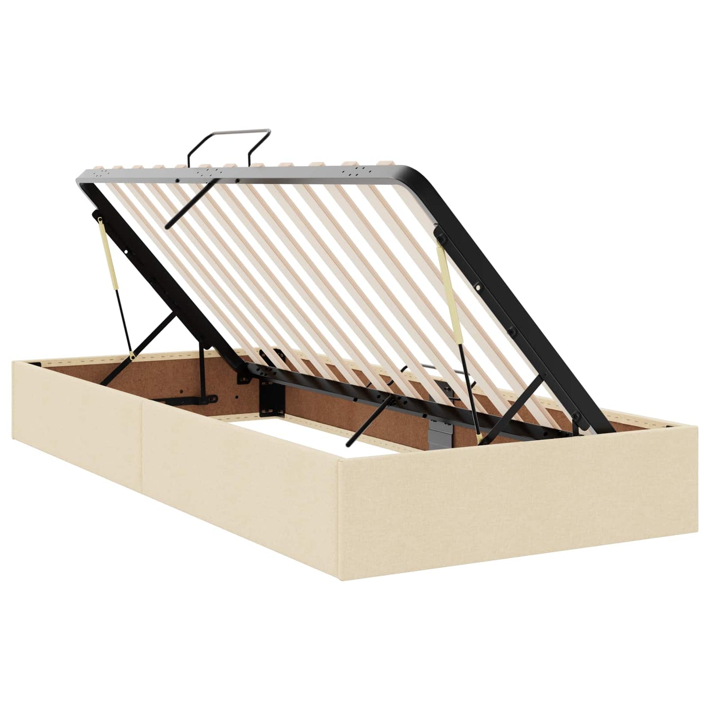Letto ottomano con archiviazione Crema 90 x 200 cm Tessuto