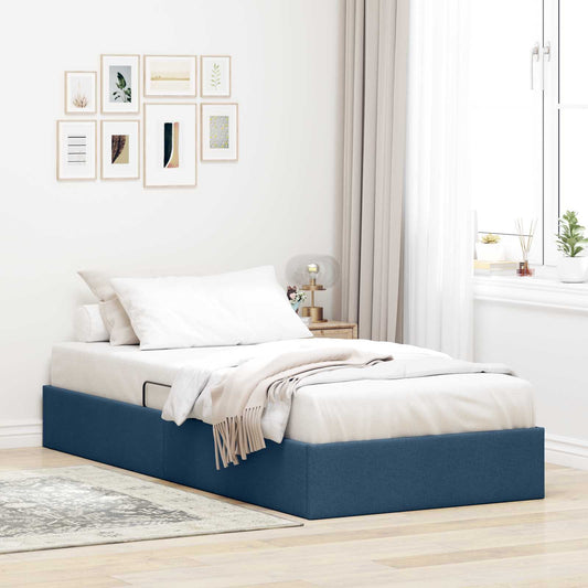 Letto ottomano con archiviazione Blu 90 x 200 cm Tessuto | homemem39