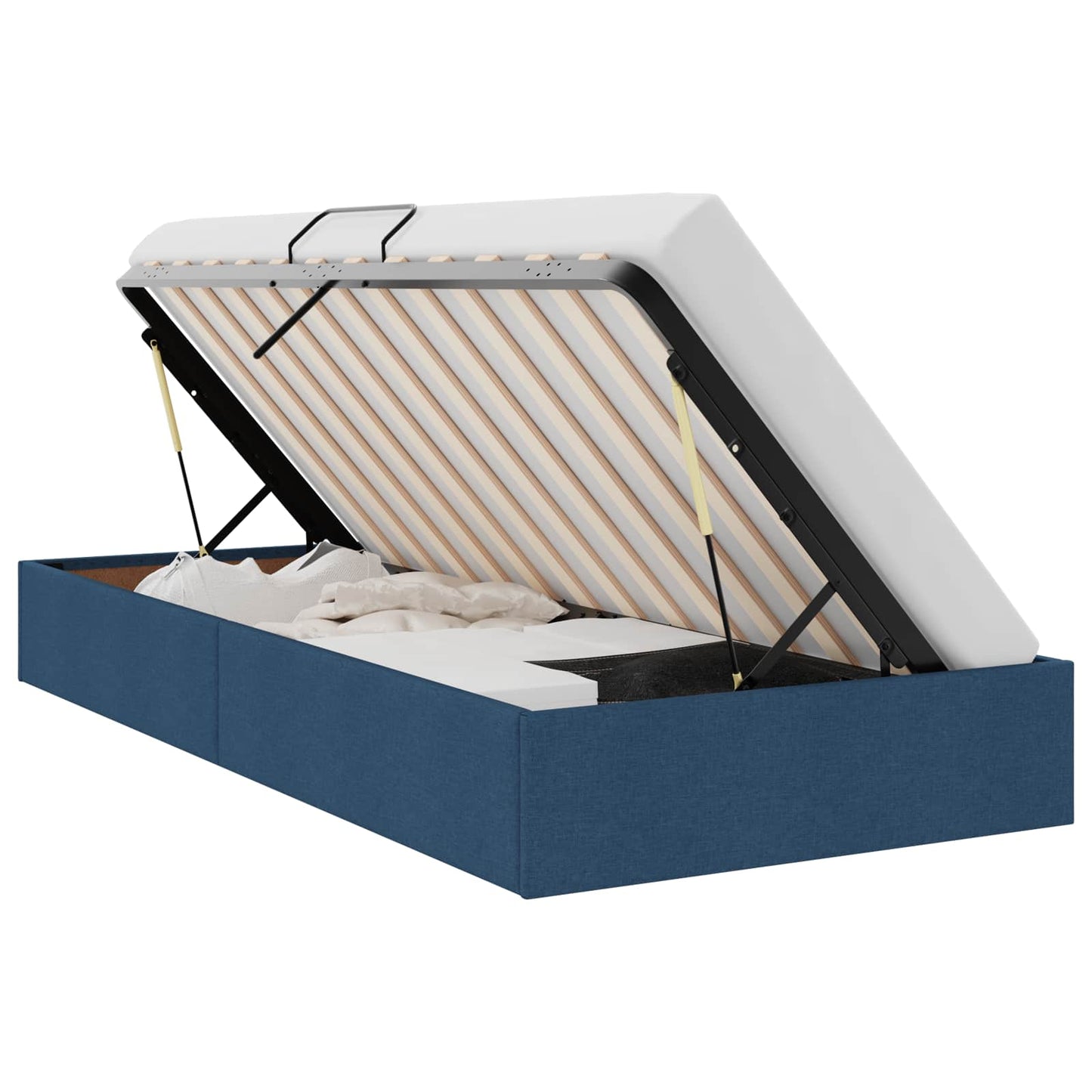 Letto ottomano con archiviazione Blu 90 x 200 cm Tessuto | homemem39