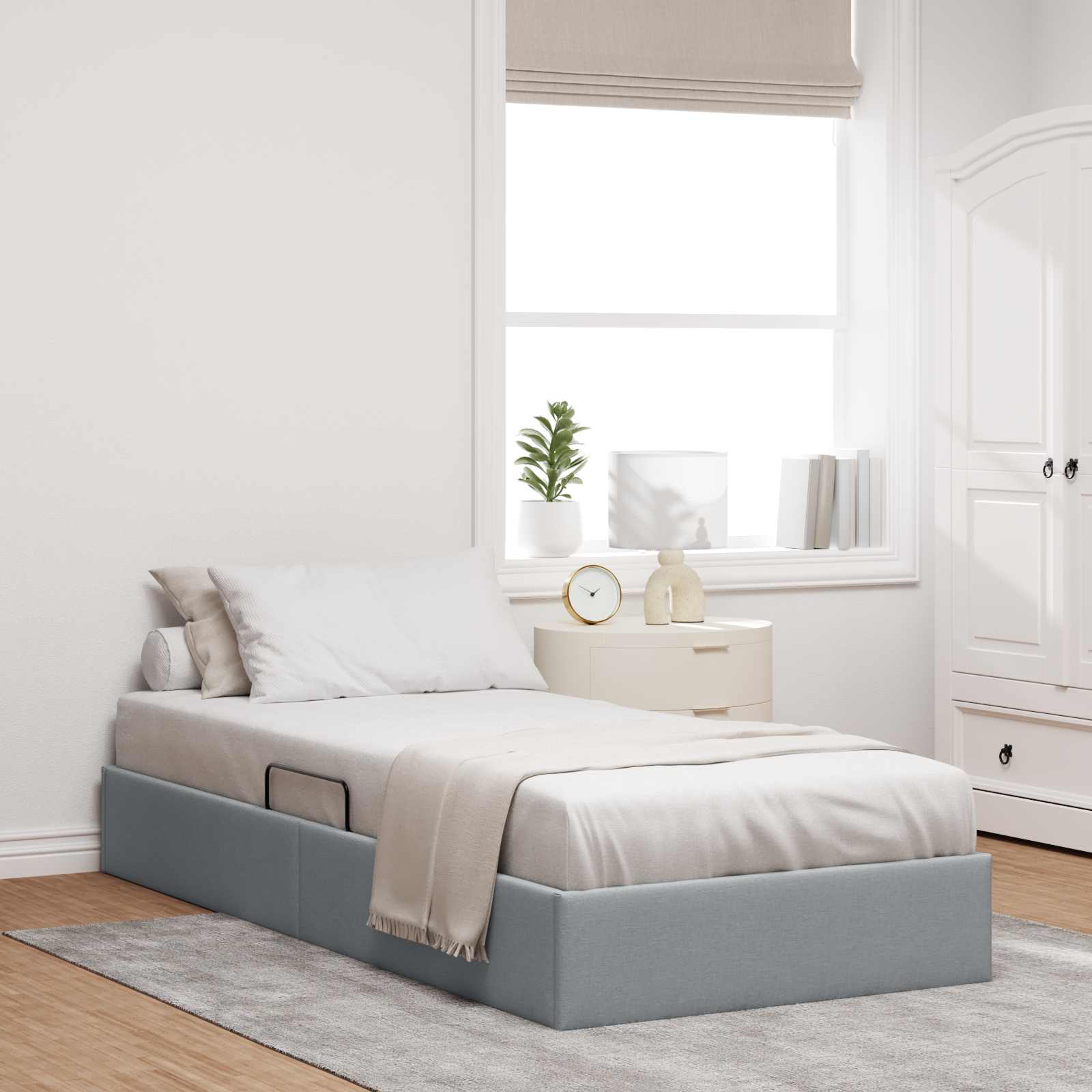 Letto ottomano Grigio chiaro 100 x 200 cm Tessuto | homemem39