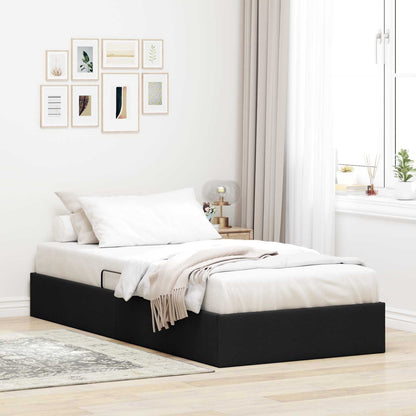 Letto ottomano con archiviazione Nero 100 x 200 cm Tessuto
