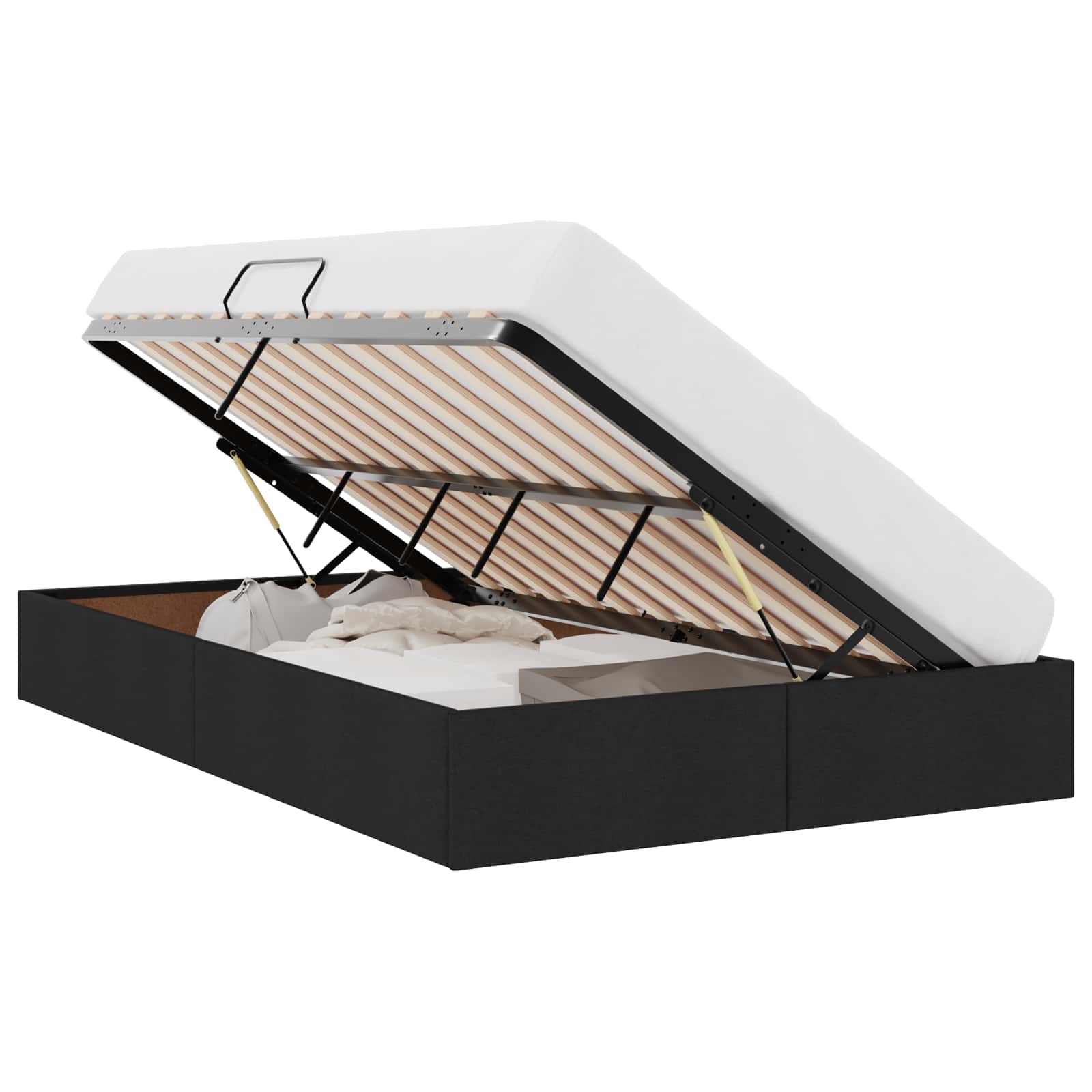 Letto ottomano con archiviazione Nero 120 x 200 cm Tessuto | homemem39