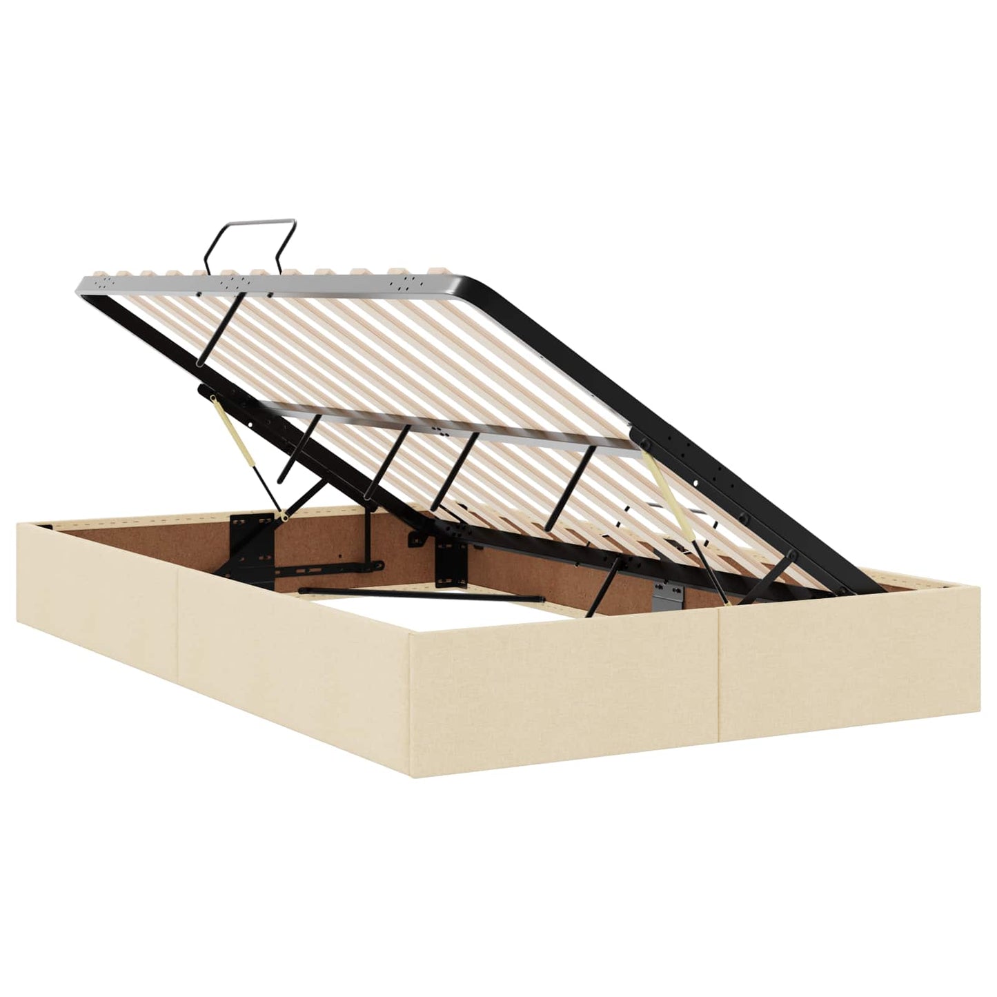 Letto ottomano con archiviazione Crema 120 x 200 cm Tessuto | homemem39