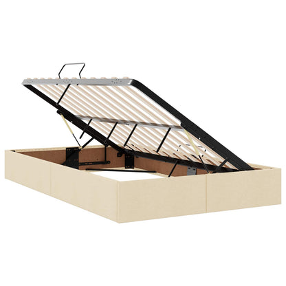 Letto ottomano con archiviazione Crema 120 x 200 cm Tessuto | homemem39