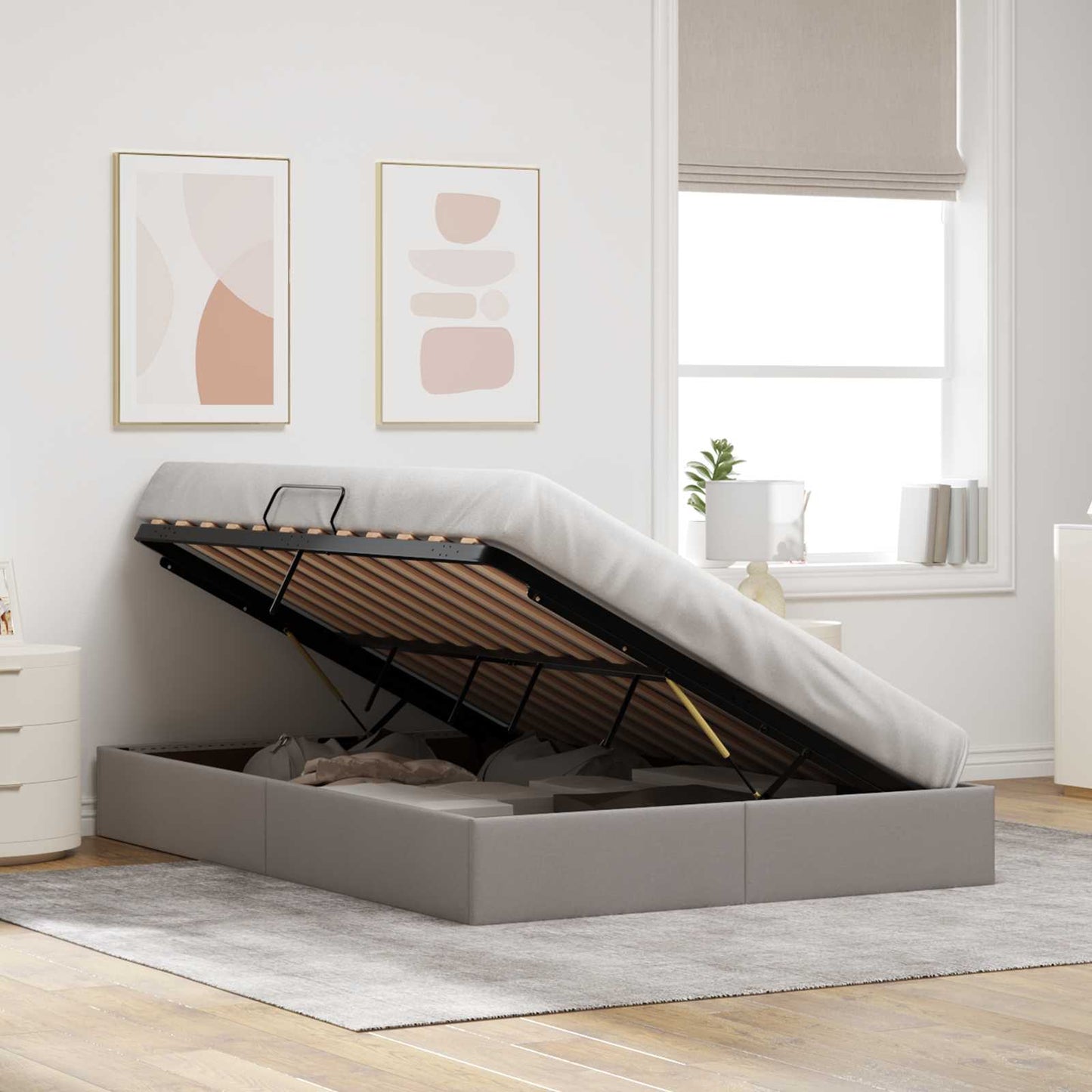 Letto ottomano con archiviazione Talpa 140 x 200 cm Tessuto | homemem39