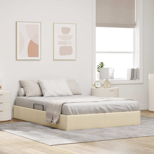 Letto ottomano con archiviazione Crema 140 x 200 cm Tessuto | homemem39