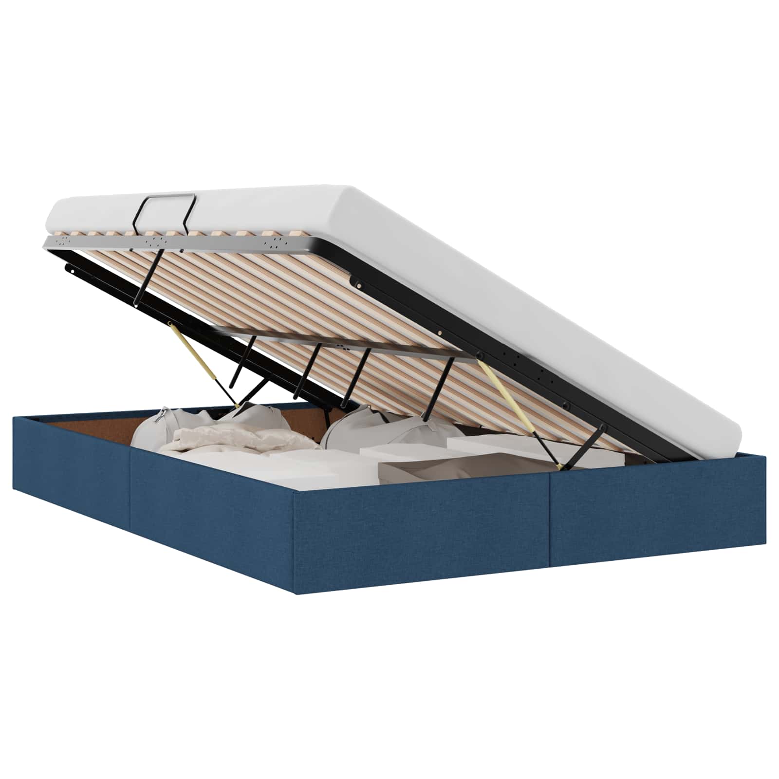 Letto ottomano con archiviazione Blu 140 x 200 cm Tessuto | homemem39