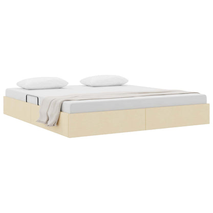 Letto ottomano con archiviazione Crema 160 x 200 cm Tessuto | homemem39