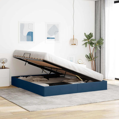 Letto ottomano con archiviazione Blu 160 x 200 cm Tessuto | homemem39