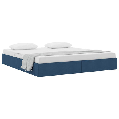 Letto ottomano con archiviazione Blu 160 x 200 cm Tessuto | homemem39