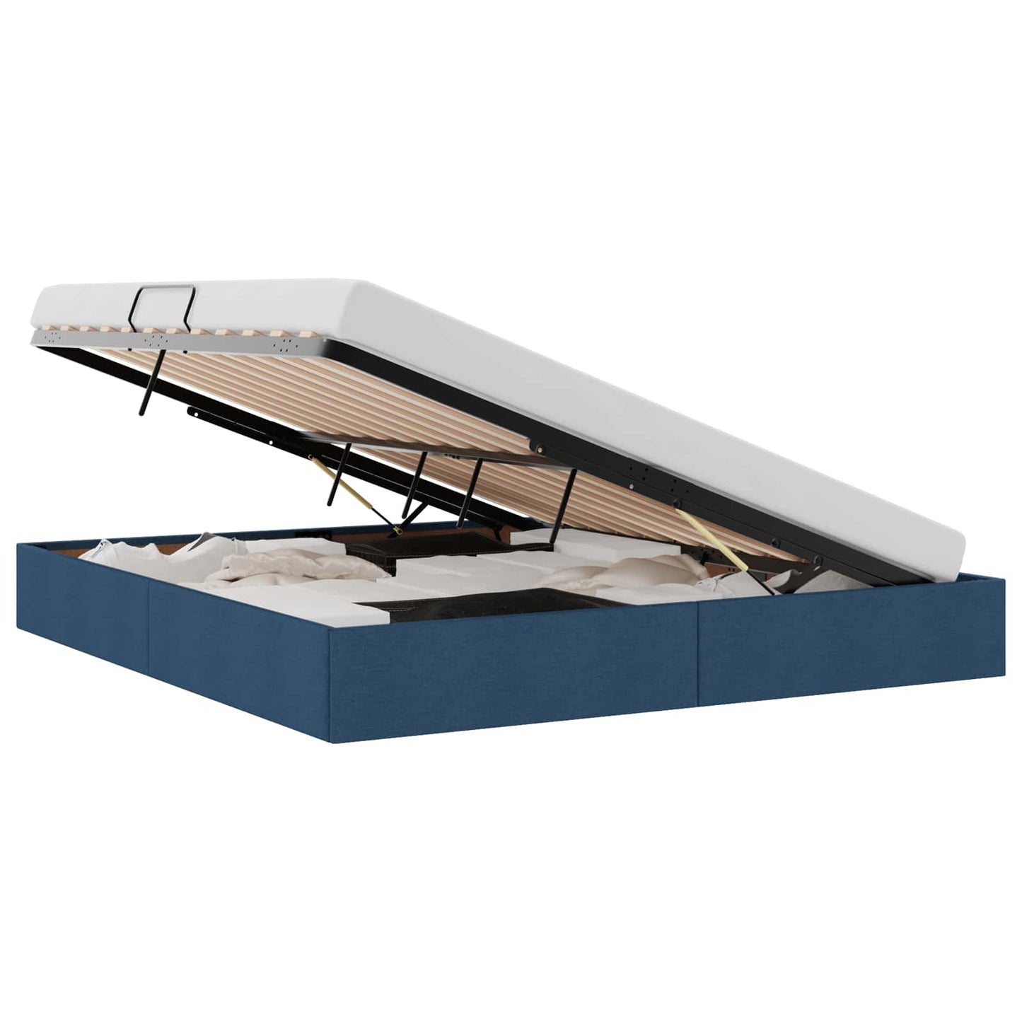 Letto ottomano con archiviazione Blu 180 x 200 cm Tessuto | homemem39