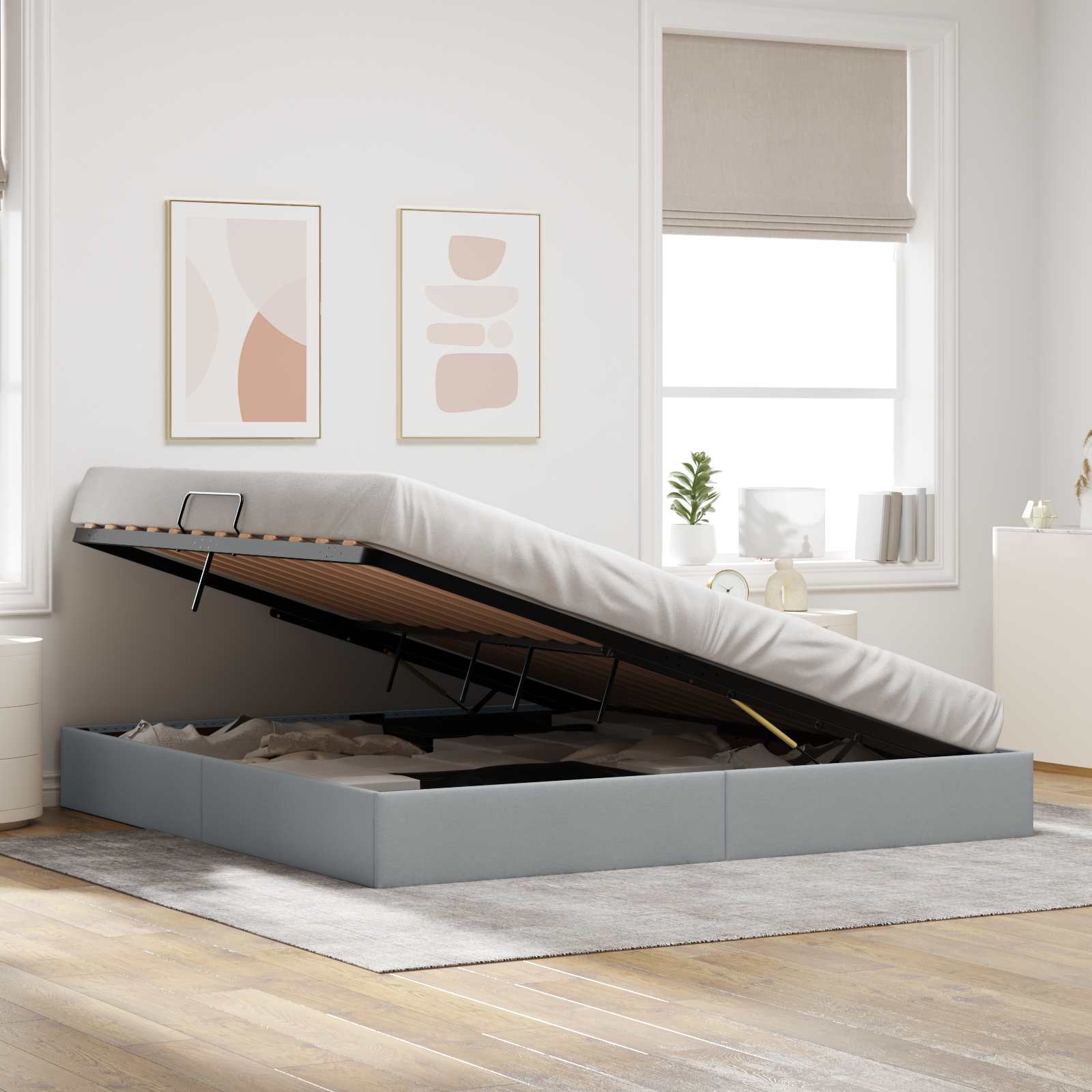 Letto ottomano Grigio chiaro 200 x 200 cm Tessuto | homemem39