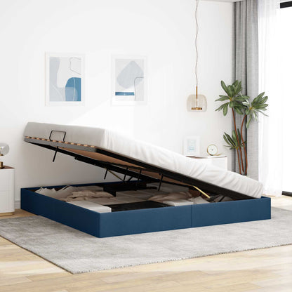 Letto ottomano con archiviazione Blu 200 x 200 cm Tessuto | homemem39