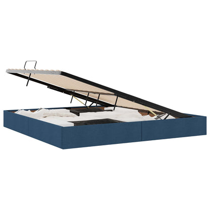 Letto ottomano con archiviazione Blu 200 x 200 cm Tessuto | homemem39