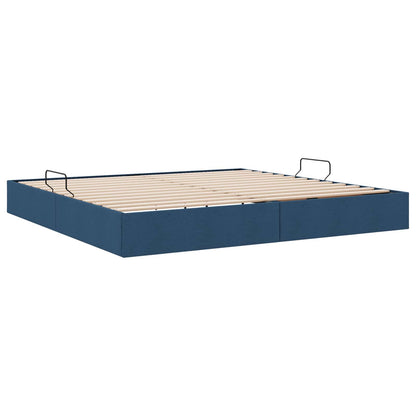 Letto ottomano con archiviazione Blu 200 x 200 cm Tessuto | homemem39