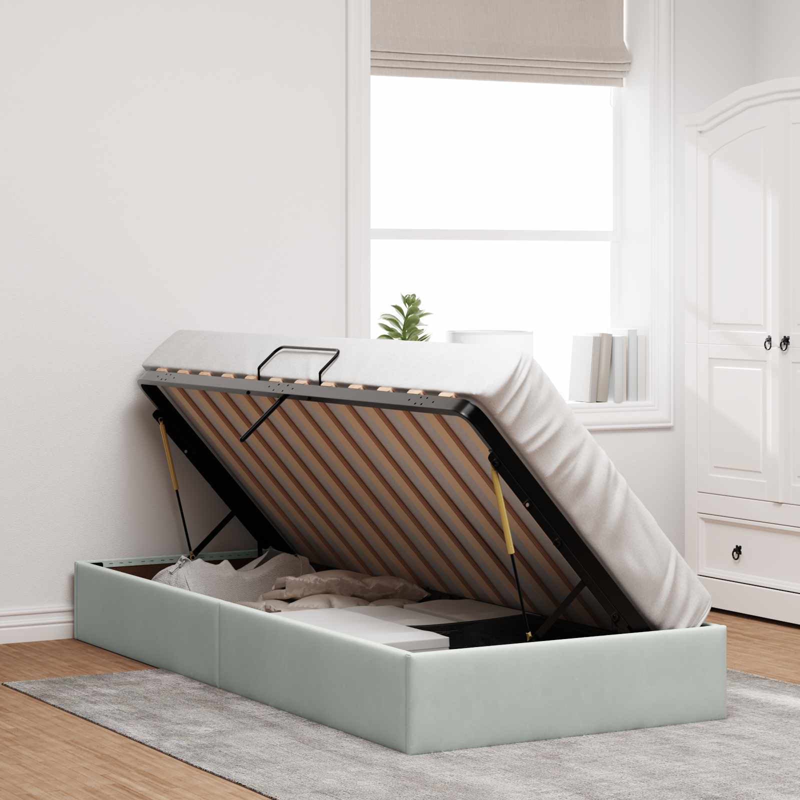 Letto ottomano Grigio Chiaro 90 x 200 cm Velluto | homemem39