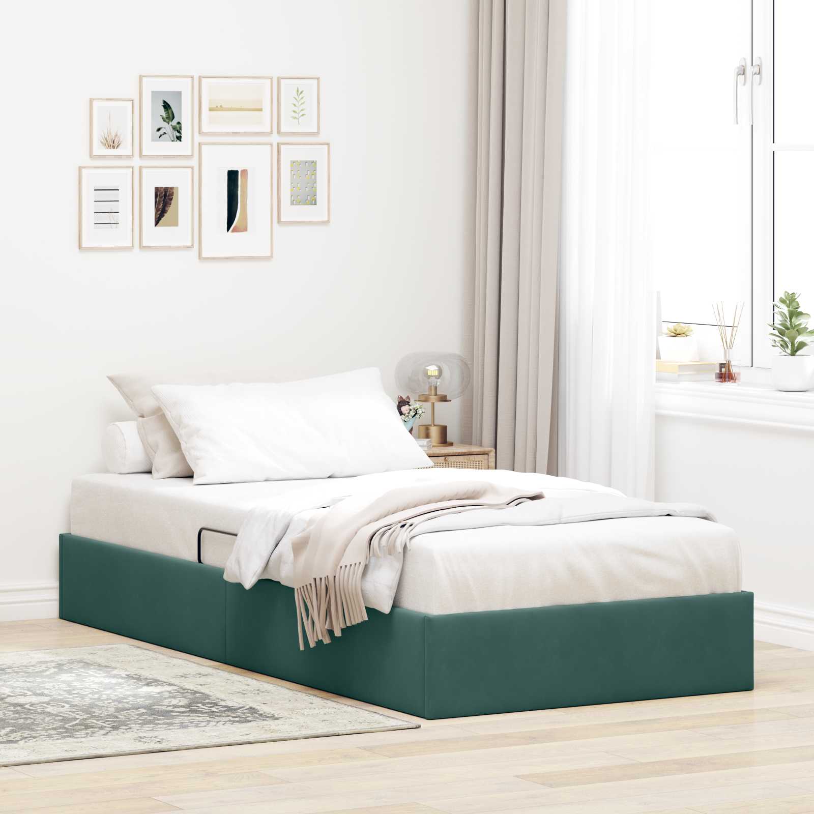 Letto ottomano Verde Scuro 90 x 200 cm Velluto | homemem39