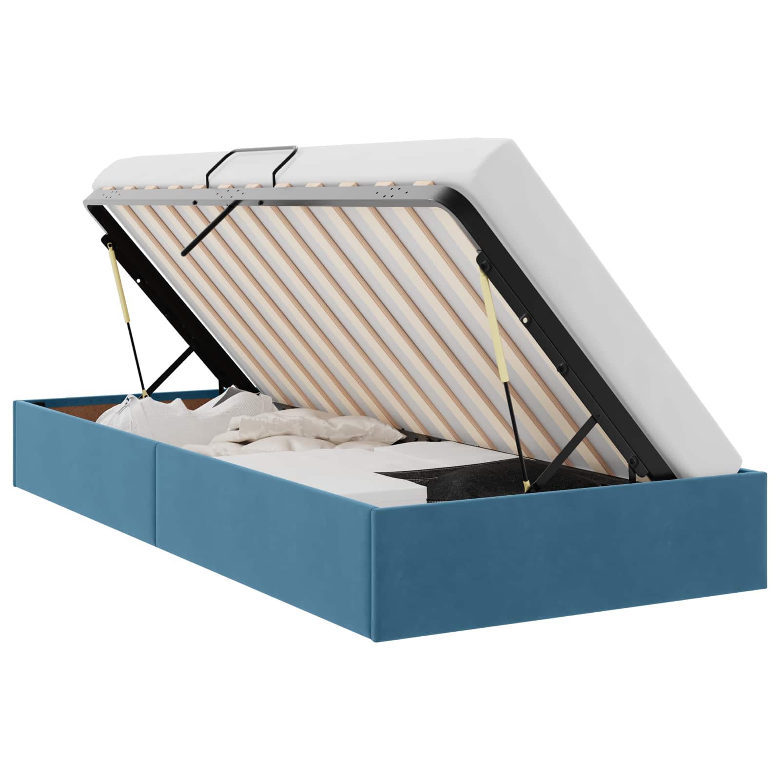 Letto ottomano con archiviazione Blu Scuro 90 x 200 cm Velluto | homemem39