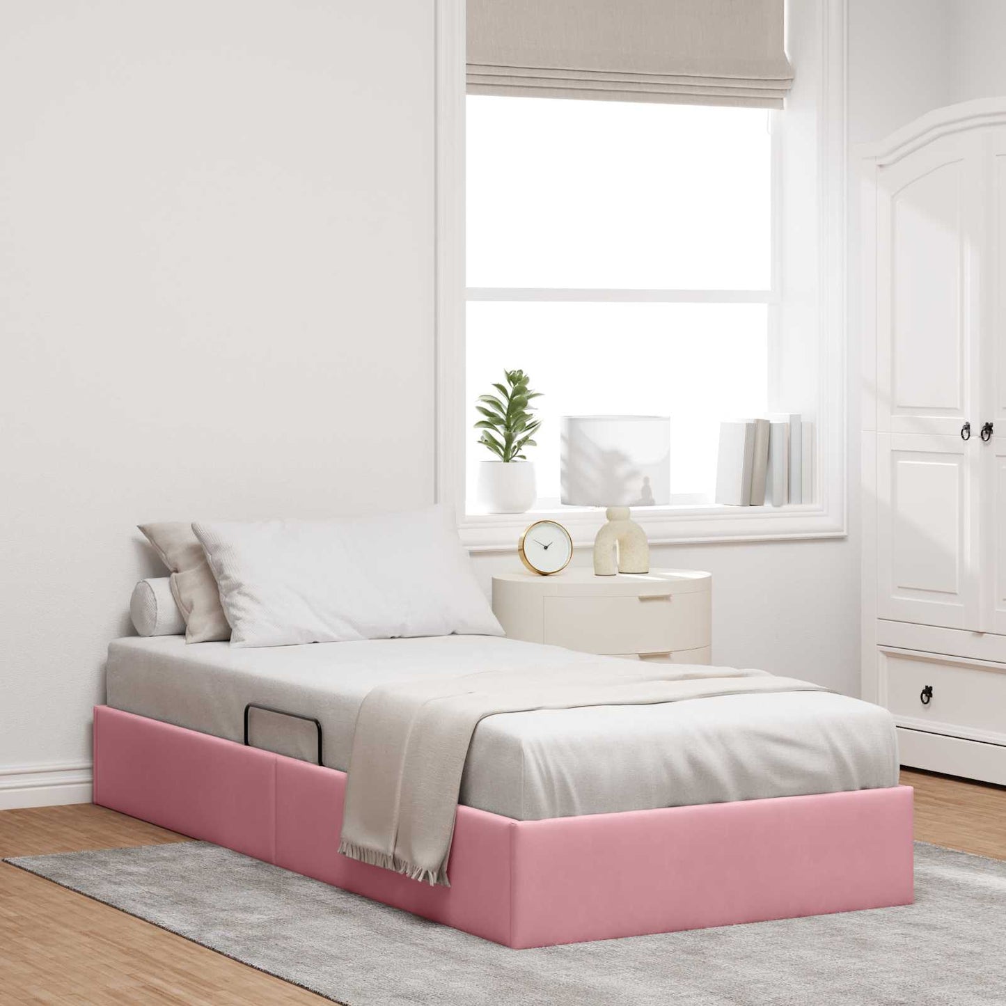 Letto ottomano con archiviazione Rosa 90 x 200 cm Velluto | homemem39