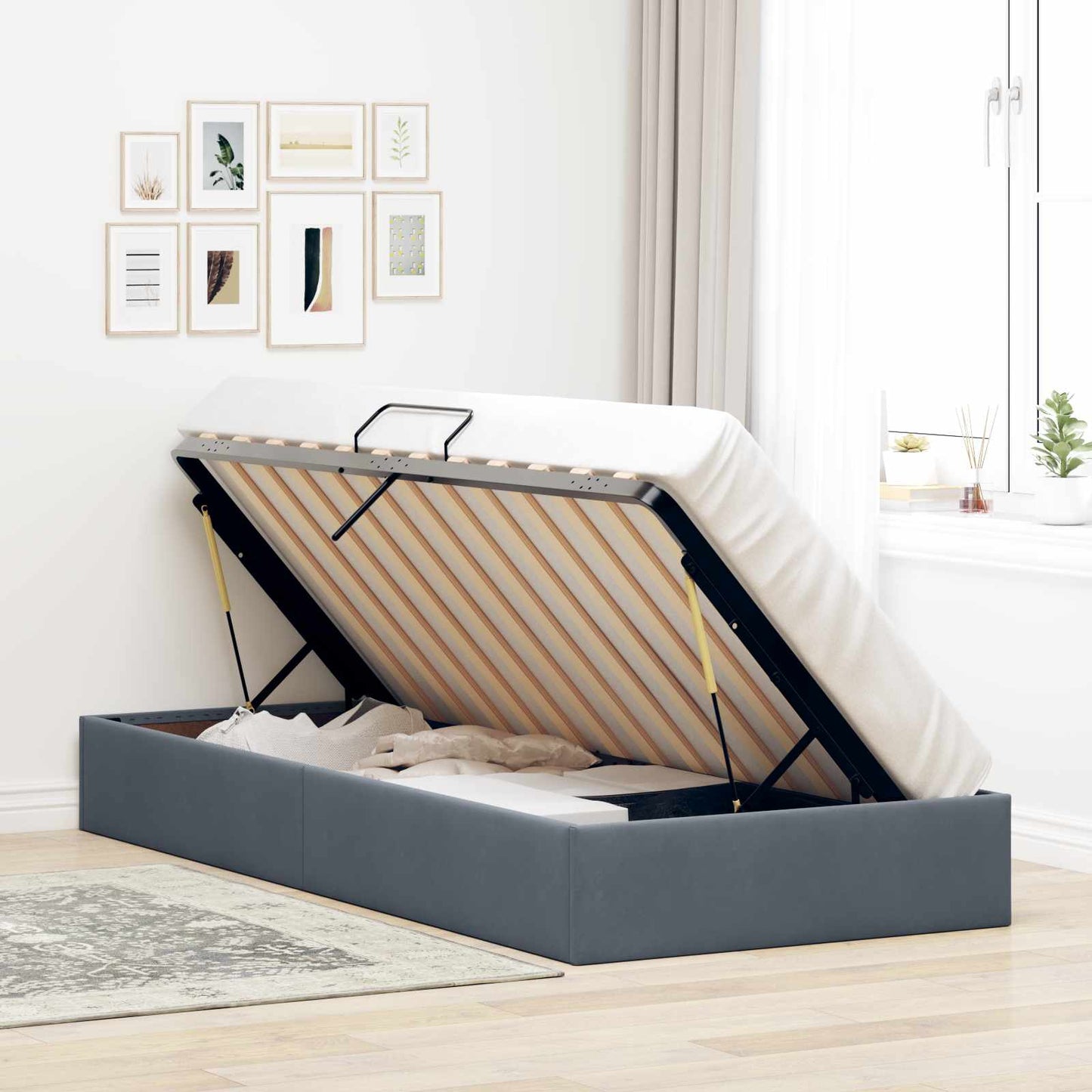 Letto ottomano Grigio Scuro 100 x 200 cm Velluto | homemem39