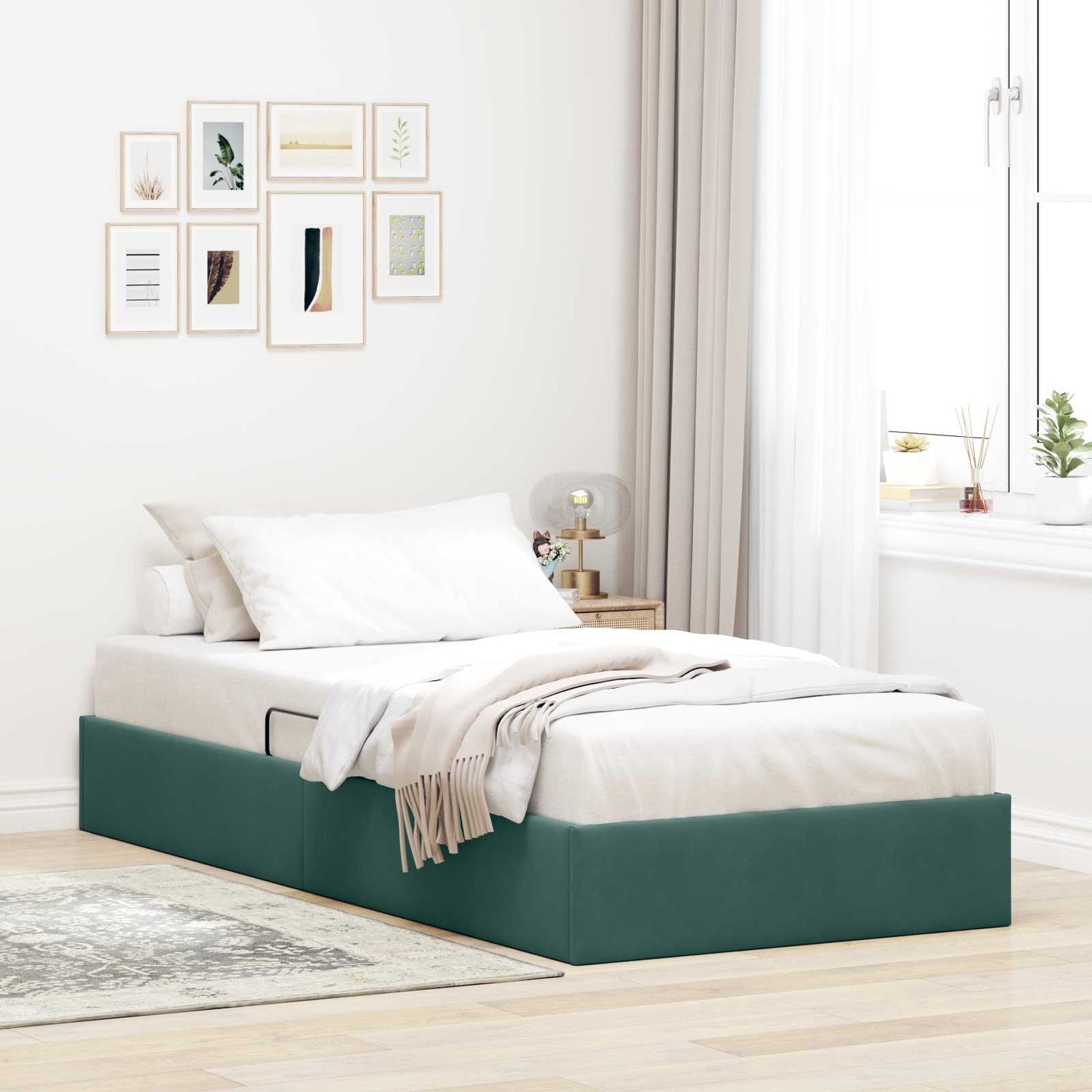 Letto ottomano Verde Scuro 100 x 200 cm Velluto | homemem39
