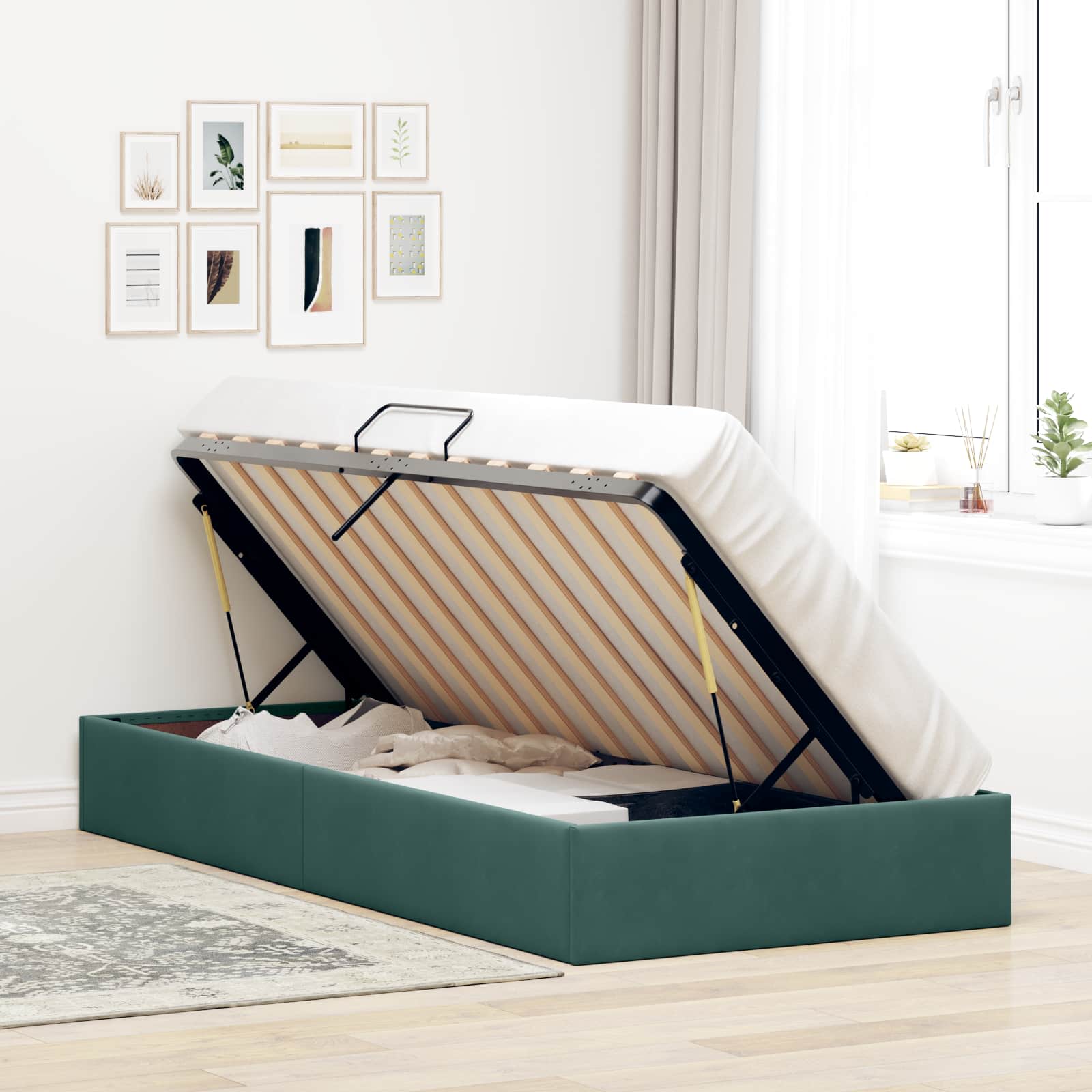 Letto ottomano Verde Scuro 100 x 200 cm Velluto | homemem39