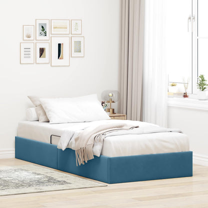 Letto ottomano con archiviazione Blu Scuro 100 x 200 cm Velluto | homemem39