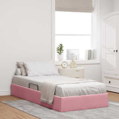 Letto ottomano con archiviazione Rosa 100 x 200 cm Velluto