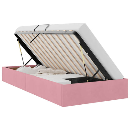 Letto ottomano con archiviazione Rosa 100 x 200 cm Velluto