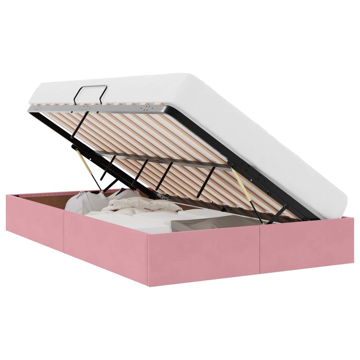 Letto ottomano con archiviazione Rosa 120 x 200 cm Velluto