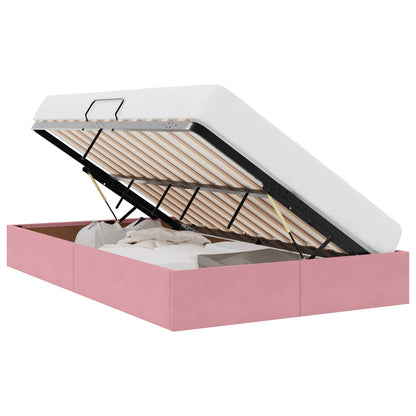 Letto ottomano con archiviazione Rosa 120 x 200 cm Velluto