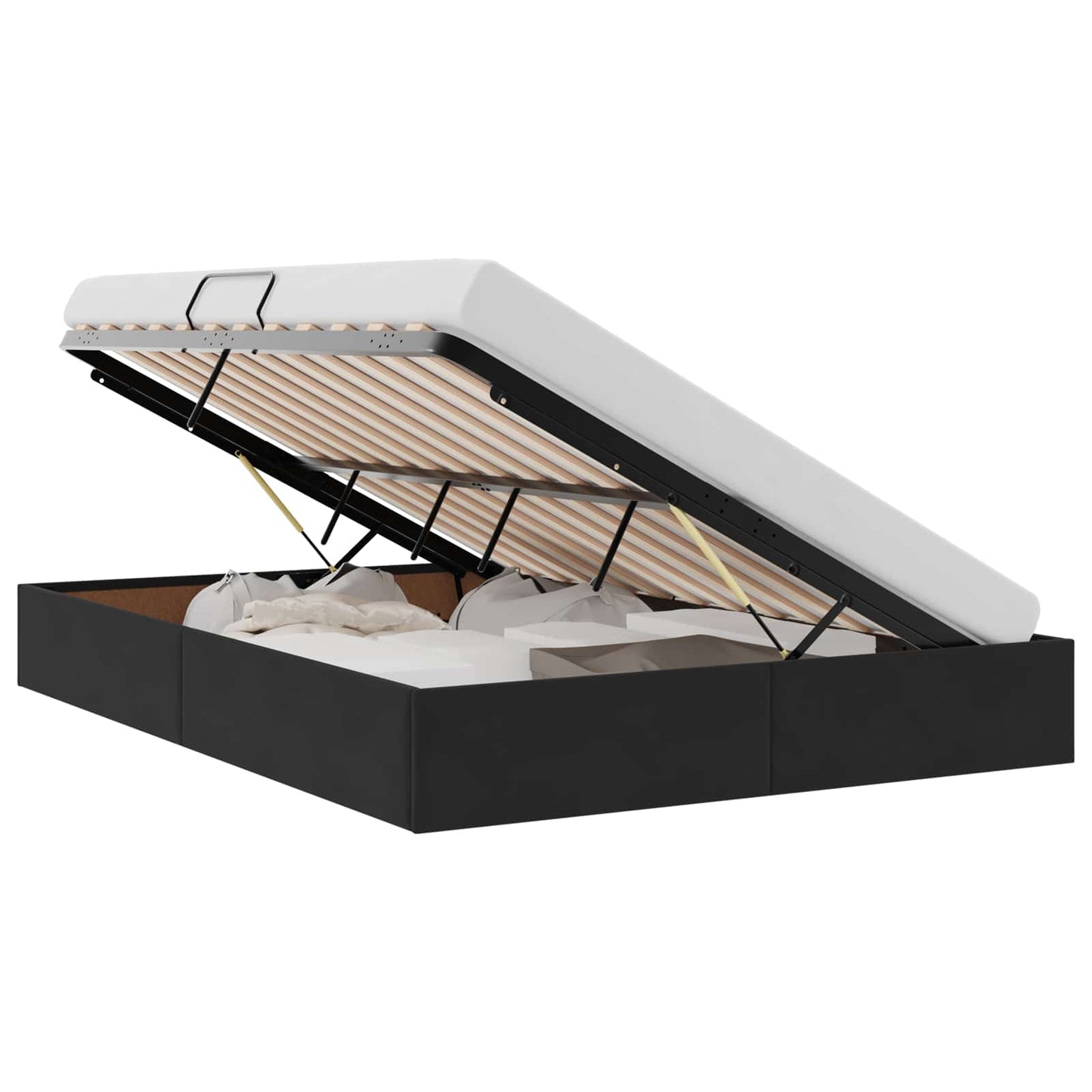 Letto ottomano con archiviazione Nero 140 x 190 cm Velluto | homemem39