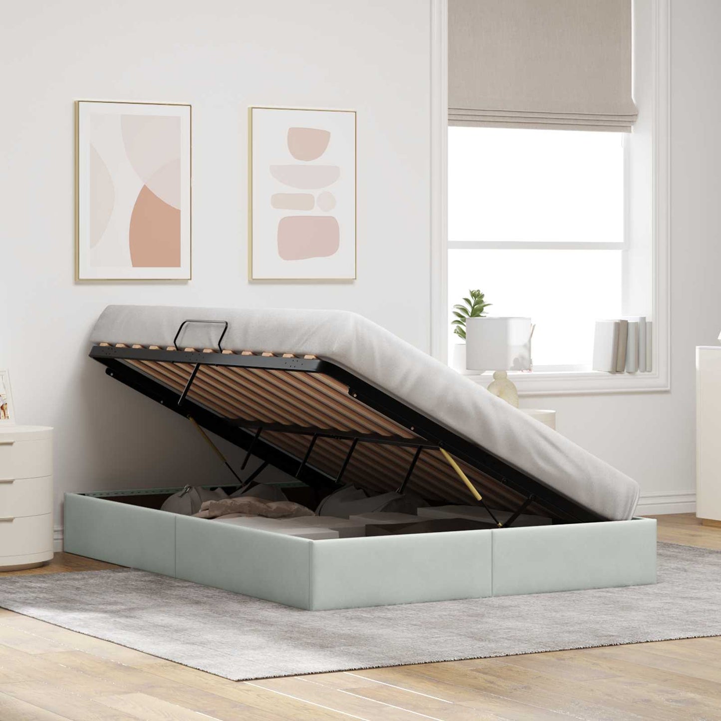 Letto ottomano Grigio Chiaro 140 x 200 cm Velluto | homemem39
