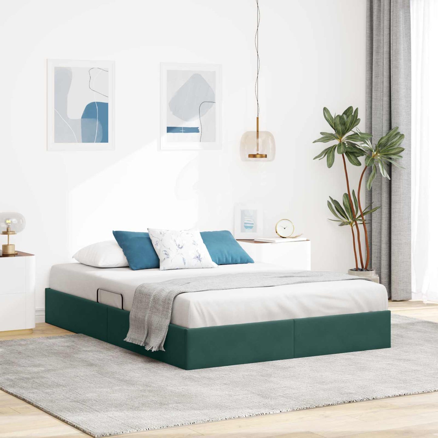 Letto ottomano Verde Scuro 140 x 200 cm Velluto | homemem39